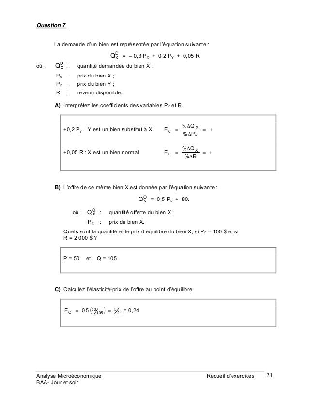 Recueil Dexercices Corriges De Microeconomie
