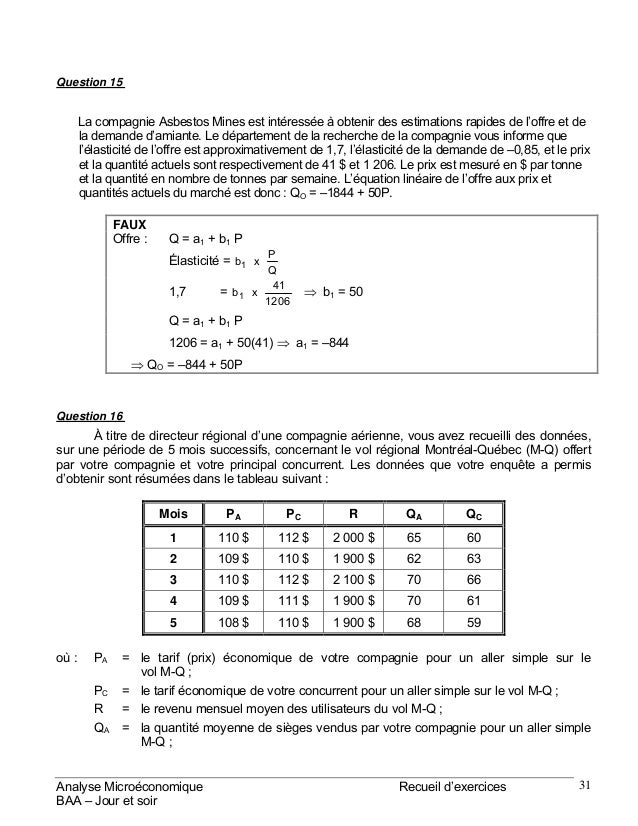 Recueil Dexercices Corriges De Microeconomie