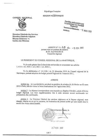 Recueil des actes administratifs mars 2012