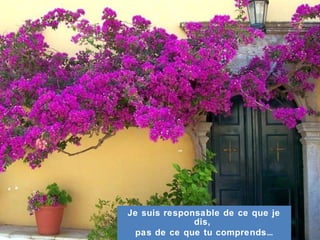 Je suis responsable de ce que je
dis,
pas de ce que tu comprends…
 