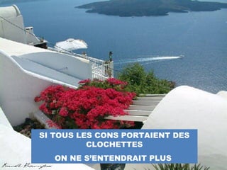 SI TOUS LES CONS PORTAIENT DES
CLOCHETTES
ON NE S’ENTENDRAIT PLUS
 