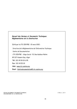 Recueil des normes et dtr 01 mars 2011 | PDF