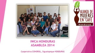 IWCA HONDURAS
ASAMBLEA 2014
Cooperativa COHORSIL, Siguatepeque HONDURAS
 