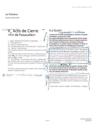 pág 6/11
ACTO CIERRE FARÁNDULA 2016
Camilo Escobar
25/04/16
La Palabra
Lectura del mito
 