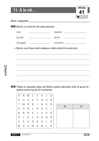 Cuaderno ejercicios de lengua 3r ep, catalán