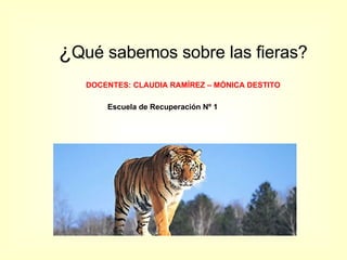 ¿ Qué sabemos sobre las fieras? DOCENTES: CLAUDIA RAMÍREZ – MÓNICA DESTITO Escuela de Recuperación Nº 1 