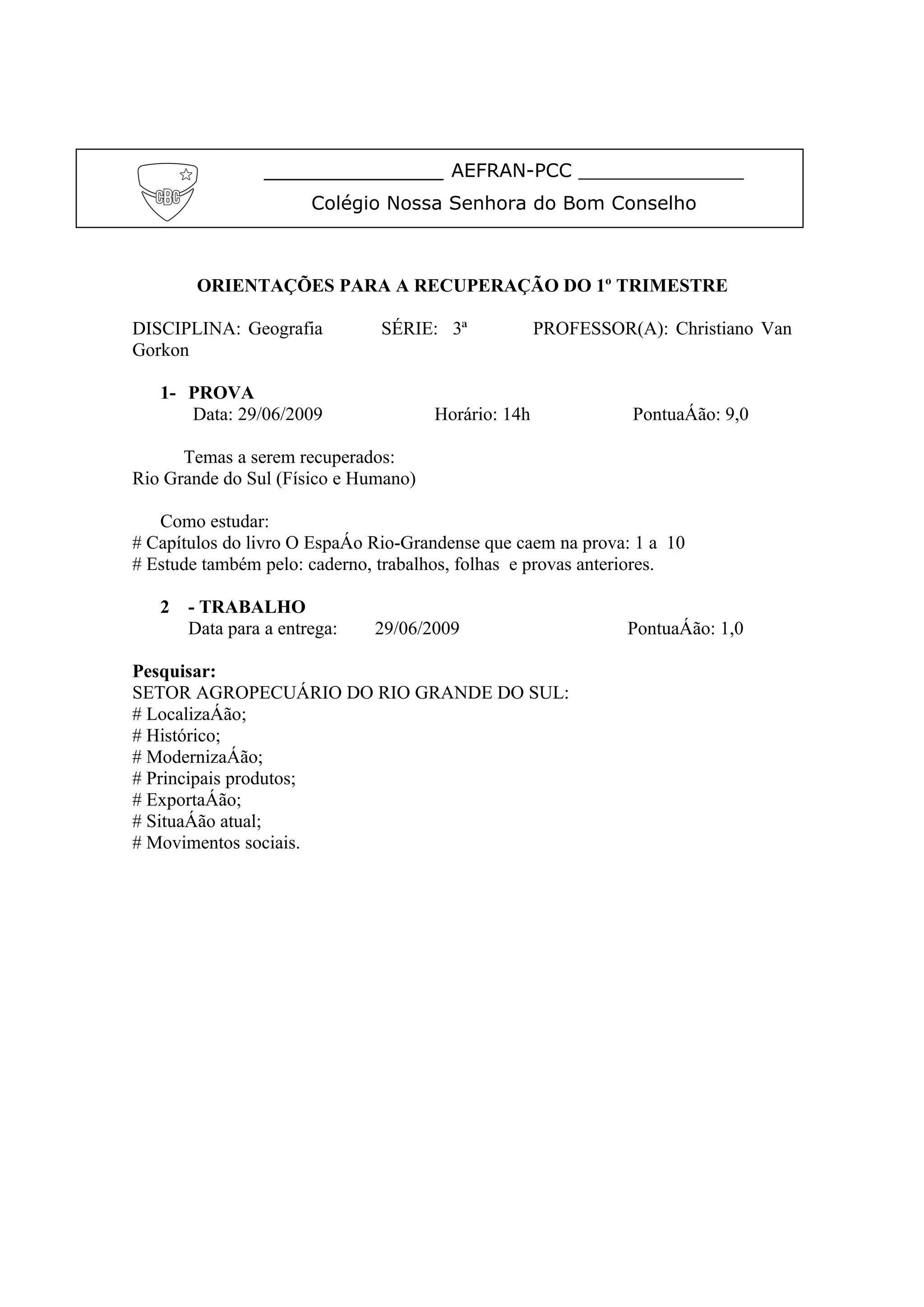 Recuperacao de Geografia