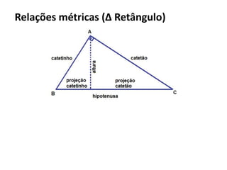 Triângulos semelhantesTeorema fundamental de semelhançaToda paralela a um lado de um triângulo e que intercepta os outros dois lados em pontos distintos determina, com esses lados, um triângulo semelhante ao primeiro.ExercícioDetermine x e y, sendo                     .