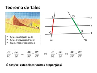 Teorema de TalesRetas paralelas (r, s e t)