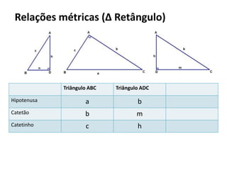 Relações métricas (Δ Retângulo)