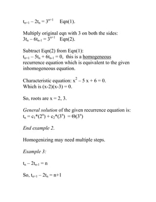 Recurrence equations | DOCX