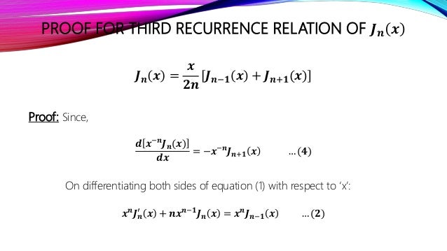 Recurrence Relation Of Bessel S And Legendre S Function