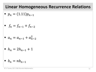Linear Recurrence Relationship Worksheet.pdf Recurrence relations | PDF