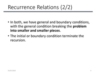 Recurrence relation solutions | PDF