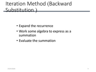 Iteration Method Recurrence Recurrence relation solutions | PDF