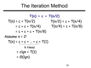 Iteration Method Recurrence Recurrences | PPT
