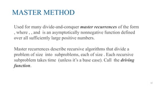Comprehensive Methods for Solving Recurrences in Algorithms | PPTX