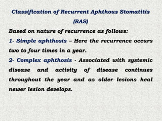 Major Ras Recurrent aphthous ulcers (RAS).pptx