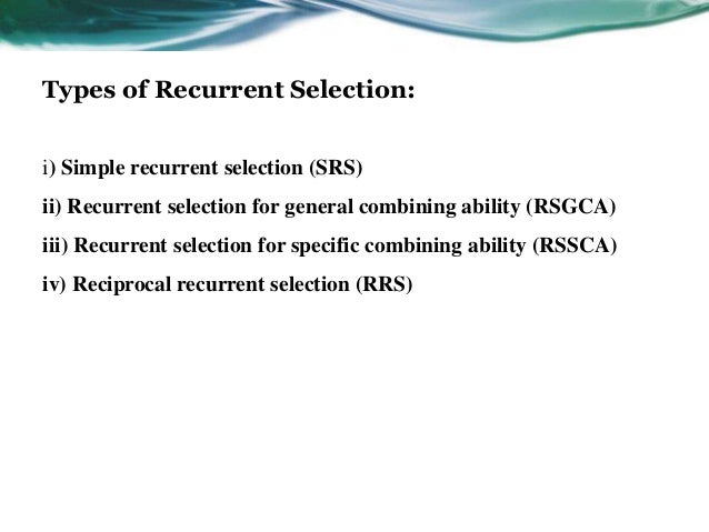 Recurrent Selection Sca1