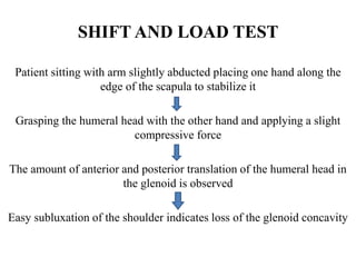 Load Shift R Test Recurrent shoulder dislocation | PPTX
