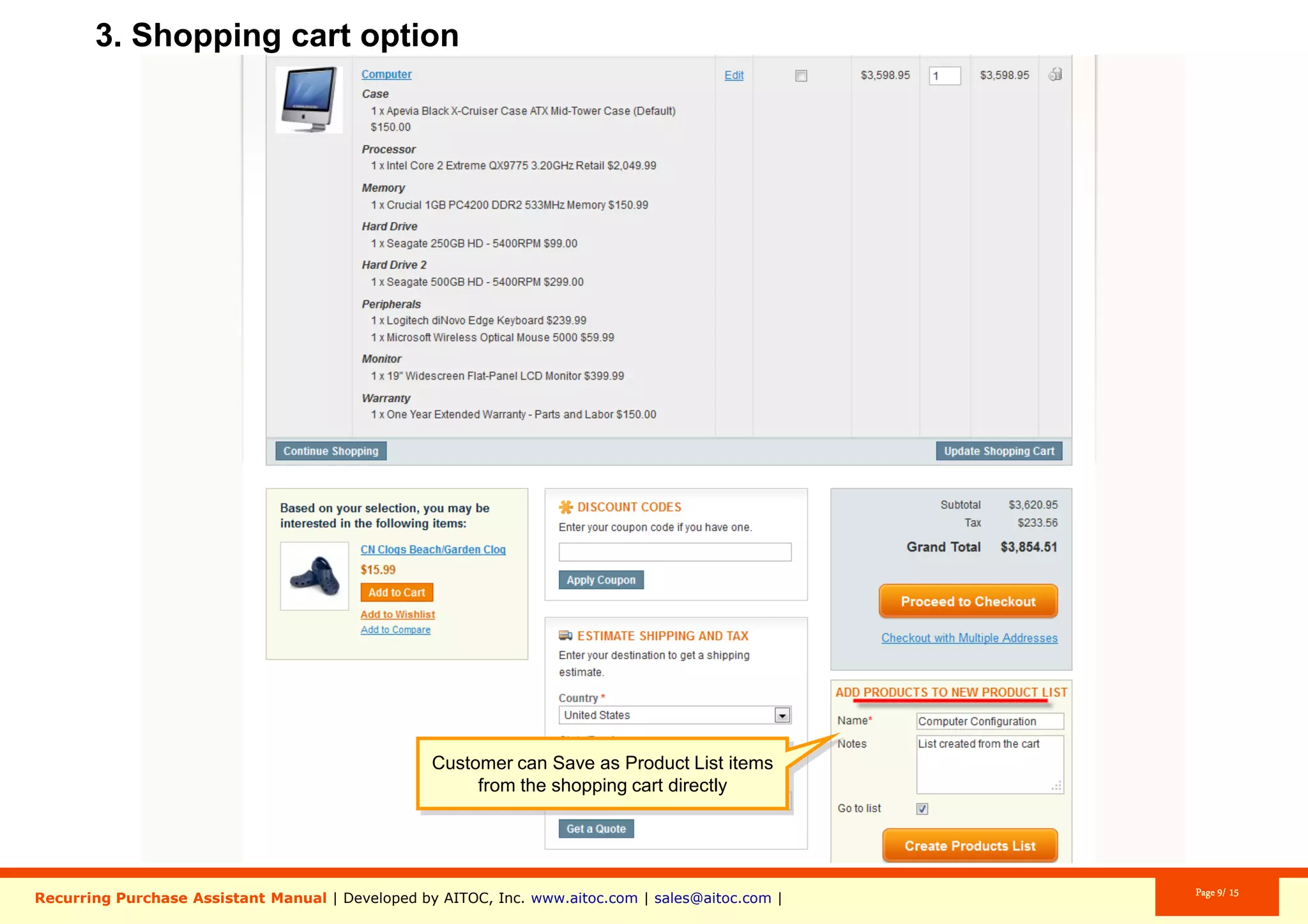Move products between lists.
Easily share a Grocery List with others.
Merge grocery lists, if necessary.
Aitoc3. Inside a Product List (options)
 