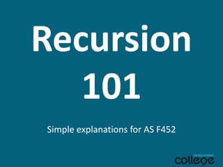Recursion101 Simple explanations for AS F452