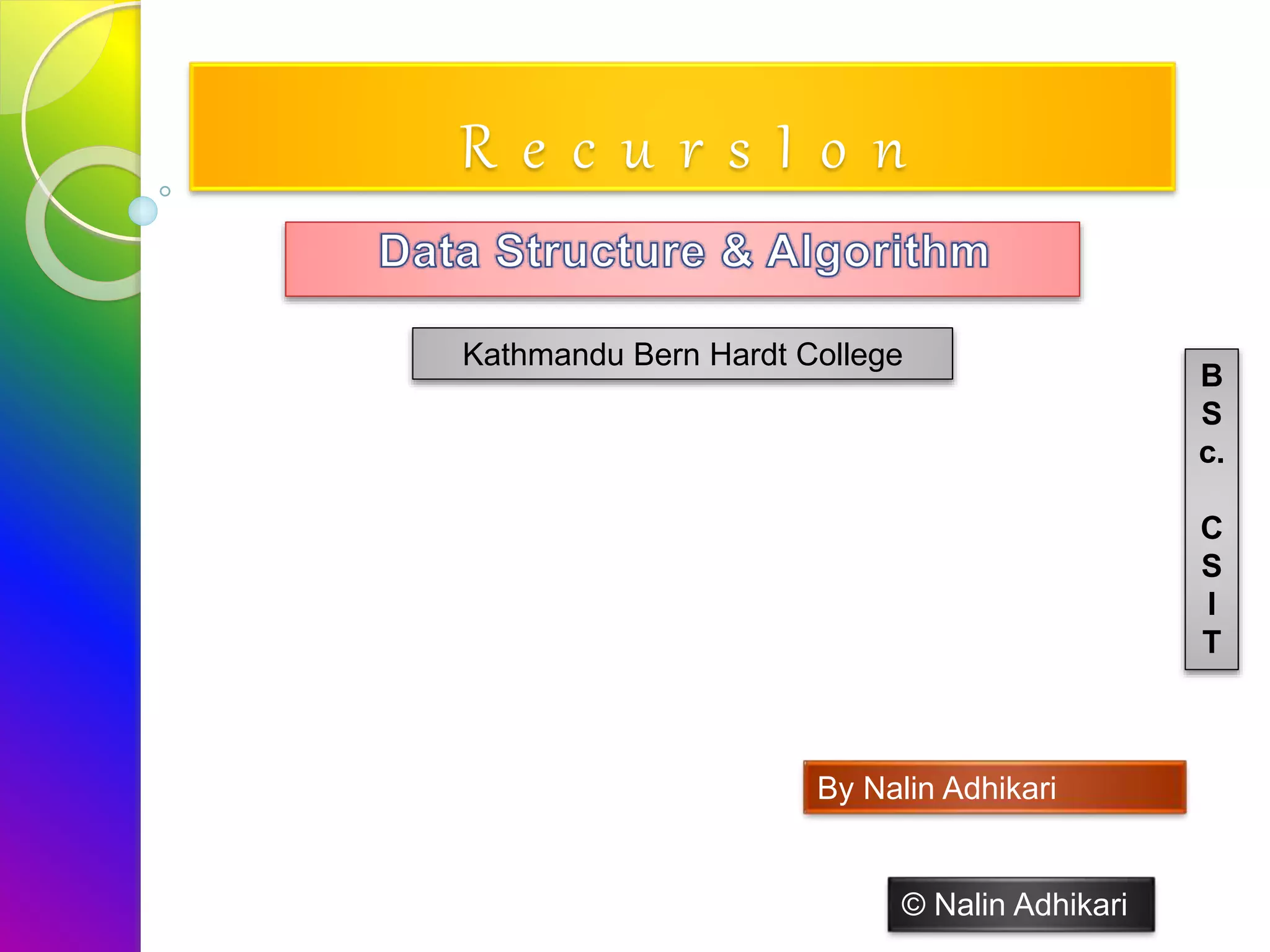 R e c u r s I o n
By Nalin Adhikari
© Nalin Adhikari
 