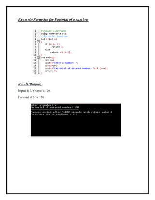 Recursion in C++ | DOCX | Programming Languages | Computing