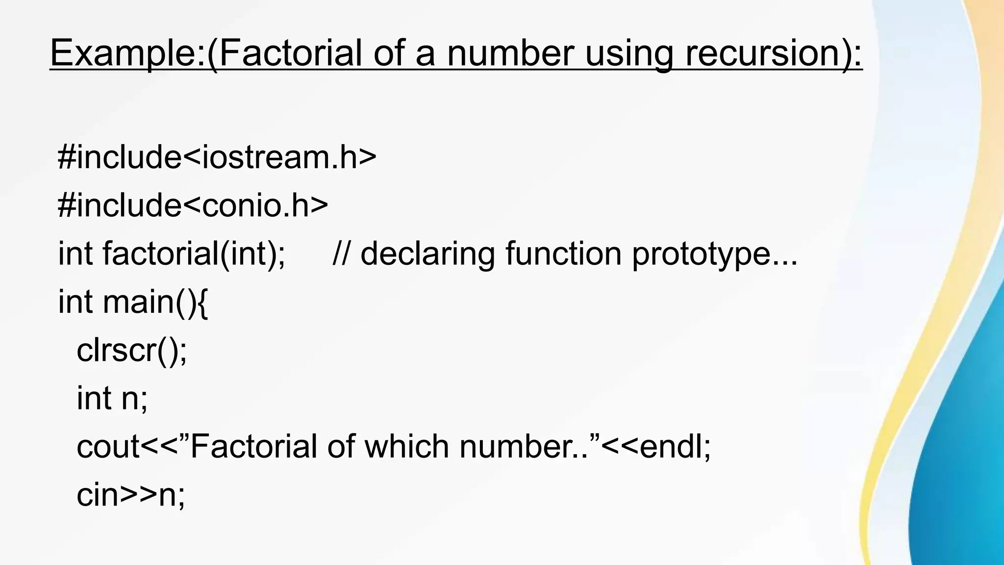 Recursion in c++ | PPTX | Computing | Technology & Computing