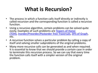 Recursive Algorithm Detailed Explanation | PPTX