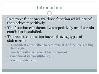 Recursive Function | PPTX