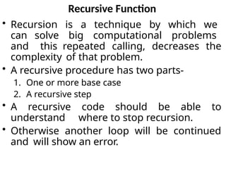 python environmnet diagram recursive function... recursive function in python language-unit3.pptx