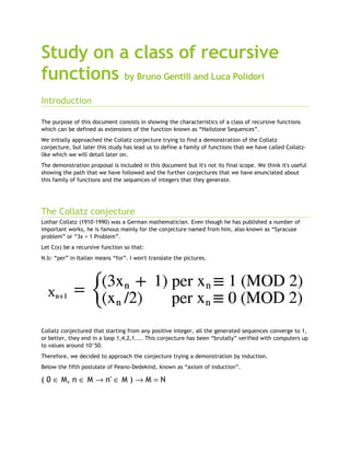 Study on a class of recursive functions | PDF