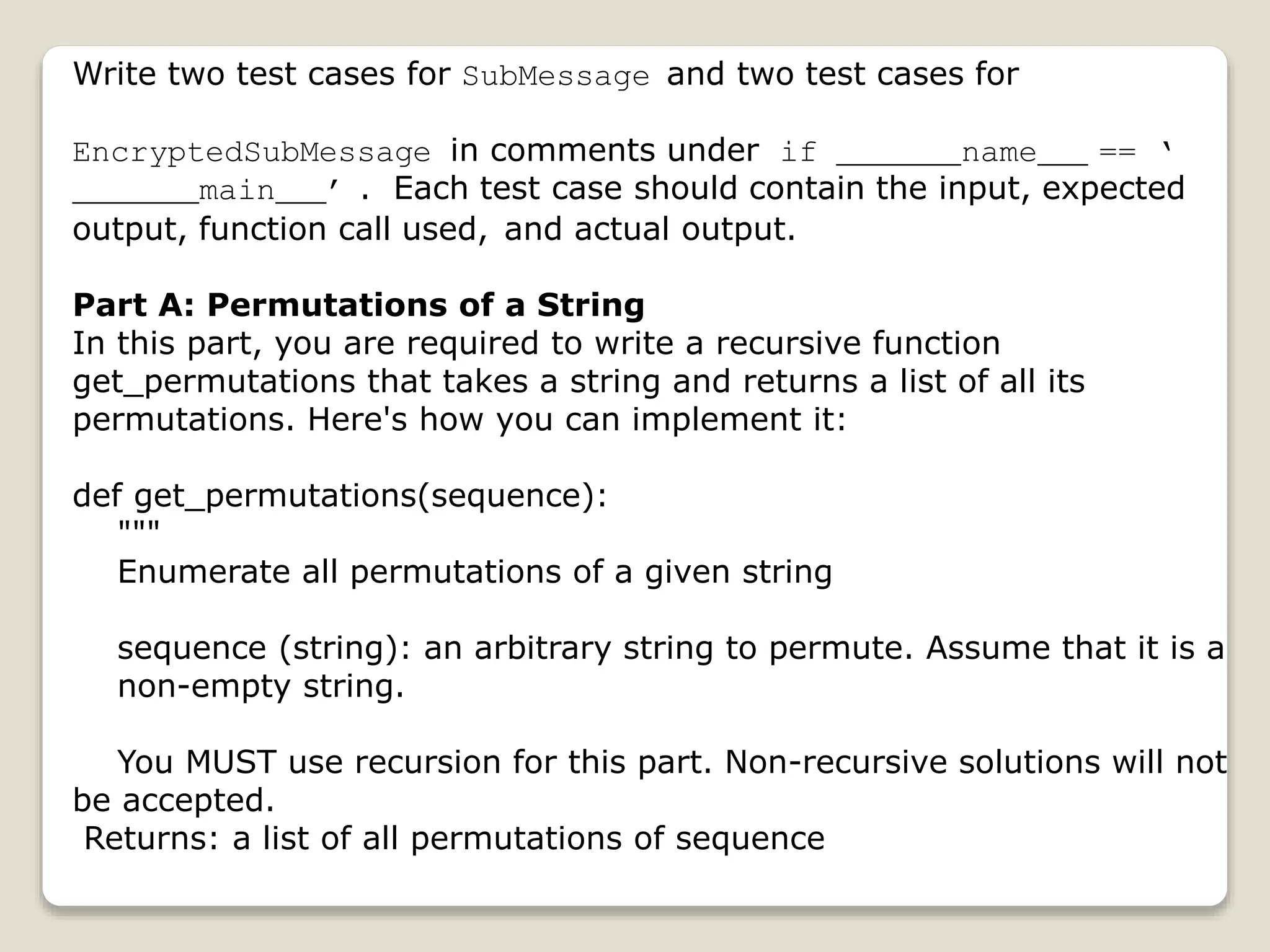 Recursive Functions in Python - Assignment Sample for University ...
