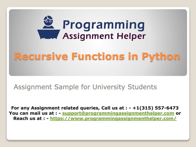 Recursive Functions in Python - Assignment Sample for University ...