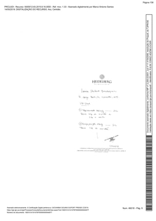 Num. 46018 - Pág. 9Assinado eletronicamente. A Certificação Digital pertence a: GIOVANNA SOUNIS DUPONT PRENDI COSTA
https://pje.tjpr.jus.br/pje/Processo/ConsultaDocumento/listView.seam?nd=16051014141078700000000044977
Número do documento: 16051014141078700000000044977
Documentoassinadodigitalmente,conformeMPnº2.200-2/2001,Leinº11.419/2006,resoluçãodoProjudi,doTJPR/OE
Validaçãodesteemhttps://projudi.tjpr.jus.br/projudi/-Identificador:PJL5XY29WZADZ3MVVCKR
PROJUDI - Recurso: 5000012-83.2015.8.16.0000 - Ref. mov. 1.33 - Assinado digitalmente por Marco Antonio Santos
14/05/2019: DIGITALIZAÇÃO DO RECURSO. Arq: Certidão
Página 156
 