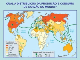 QUAL A DISTRIBUIÇÃO DA PRODUÇÃO E CONSUMO
           DE CARVÃO NO MUNDO?
 