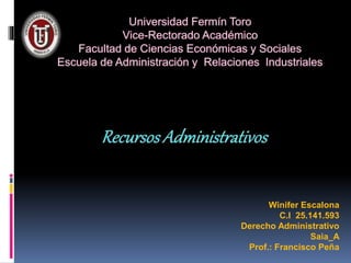 Winifer Escalona
C.I 25.141.593
Derecho Administrativo
Saia_A
Prof.: Francisco Peña
 