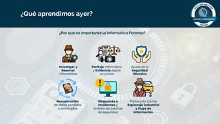¿Por qué es importante la Informática Forense?
¿Qué aprendimos ayer?
 