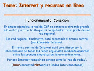 Tema: Internet y recursos en línea


         Funcionamiento: Conexión
 