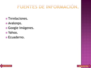  Tnrelaciones.
 Avalonps.
 Google

Imágenes.

 Yahoo.

 Ecuaderno.

anterior

siguiente

 