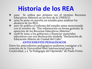 Historia de los REA
❖
❖
❖
❖
 
