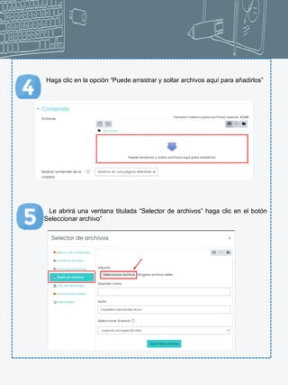 Haga clic en la opción “Puede arrastrar y soltar archivos aquí para añadirlos”
Le abrirá una ventana titulada “Selector de archivos” haga clic en el botón
“Seleccionar archivo”
 