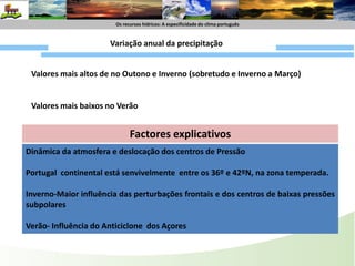 Os recursoshídricos : A especificide do climaportuguêsOs recursoshídricos: A especificidade do climaportuguêsPrecipitações frontaisFrente friaFrente Quente