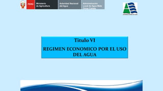 Titulo VI
REGIMEN ECONOMICO POR EL USO
DEL AGUA
PERÚ Ministerio
de Agricultura
Autoridad Nacional
del Agua
Administración
Local de Agua Mala
Omas Cañete
 