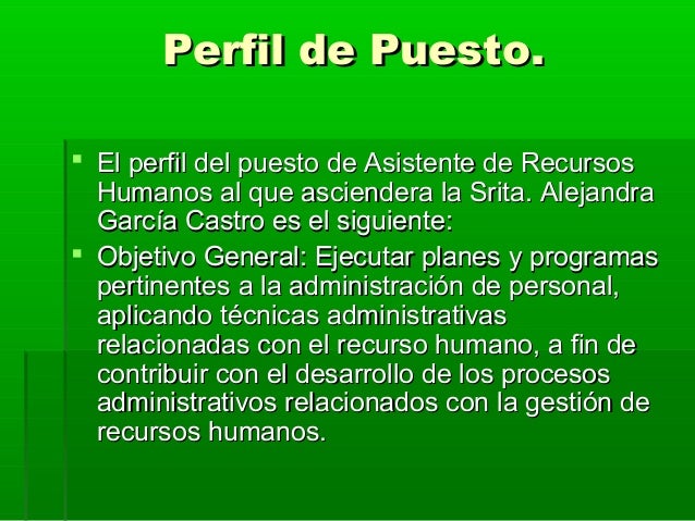 Asistente De Recursos Humanos Descripcion De Puesto es.slideshare.net