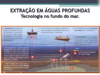 EXTRAÇÃO EM ÁGUAS PROFUNDAS
   Tecnologia no fundo do mar.
 