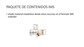 PAQUETE DE CONTENIDOS IMS
• añade material estadístico desde otros recursos en el formato IMS
estándar
