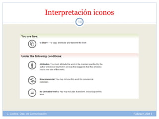 Interpretación iconos Febrero 2011 L. Codina. Dep. de Comunicación 