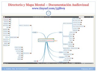 Directorio y Mapa Mental – Documentación Audiovisual www.tinyurl.com/55f6v9 Febrero 2011 L. Codina. Dep. de Comunicación 